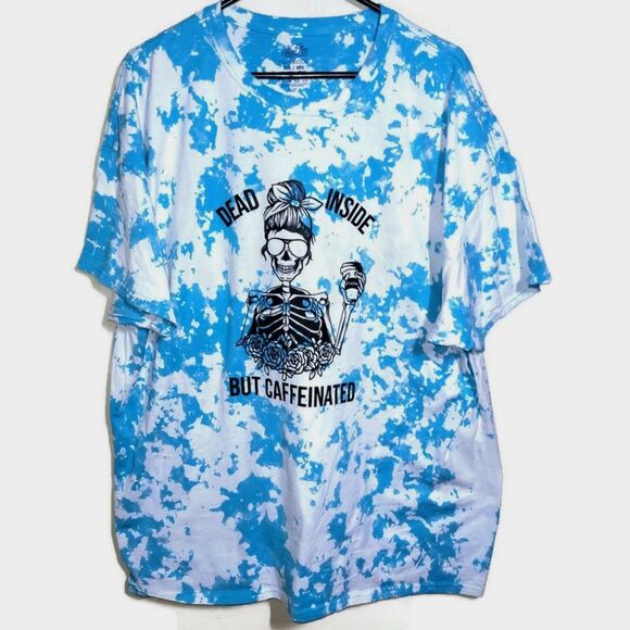 New Dead Inside But Caffeinated Tie Dye T-Shirt 2XL - Picture 1 of 7